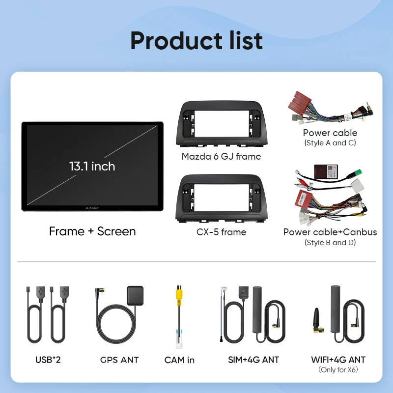 Ainavi 13.1 inch Car Radio For Mazda 6 GJ Atenza CX5 CX 5 2013 2014 2015 Wireless CarPlay Android Auto Car Multimedia Audioauto