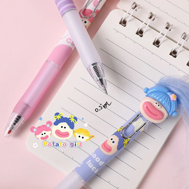 Kawaii Fry Hair Gravity Gel Pen Creative Sticky Signature Pen Funny Ugly Baby Student Stationery Gift