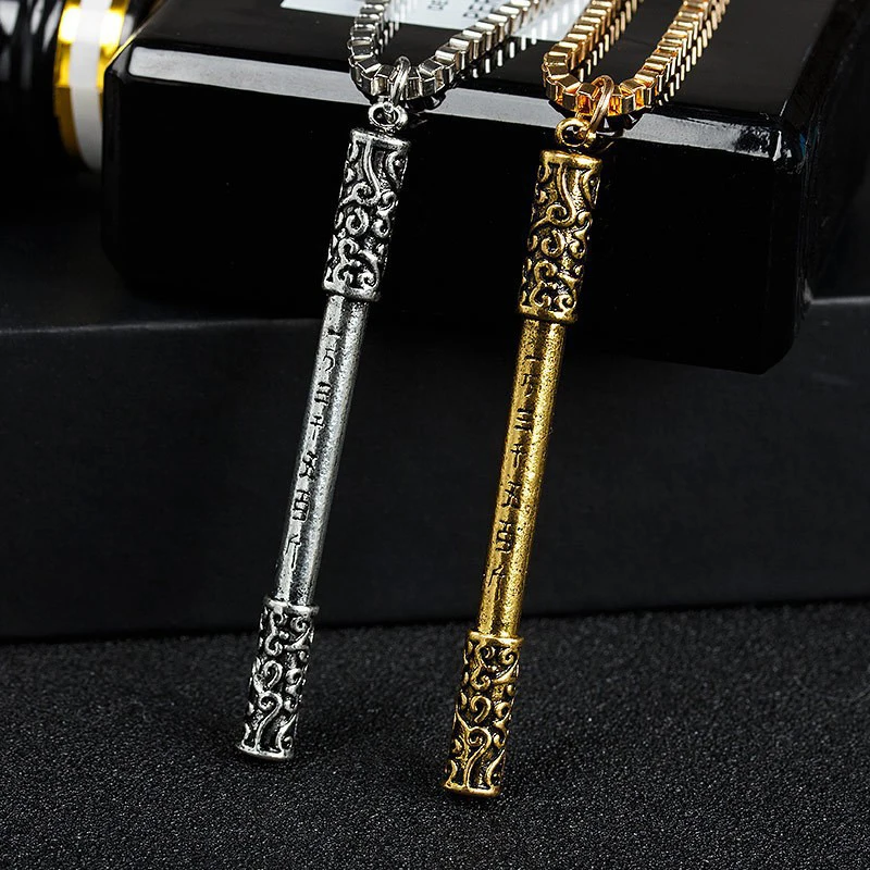 Black Myth: Wukong Golden Cudgel Pendant Necklace Retro Style Dinghai Shen Needle Necklaces Unisex Couple Jewelry Gifts