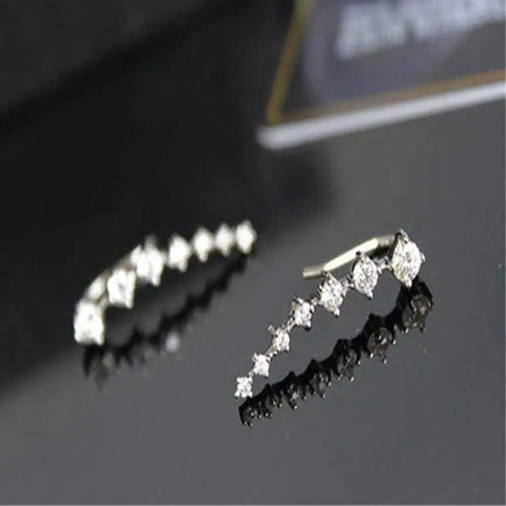 Women Fashion Line Rhinestones Zircon Earrings Ear Hook Clip Stud Jewelry Crystal Flower Drop Earrings for Women Fashion Jewelry