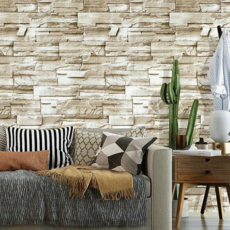 HOT SALE 4Pcs 6M Vinyl 3D Brick Rock Sticker Paper Self Adhesive Wallpaper Furniture Wall Stickers