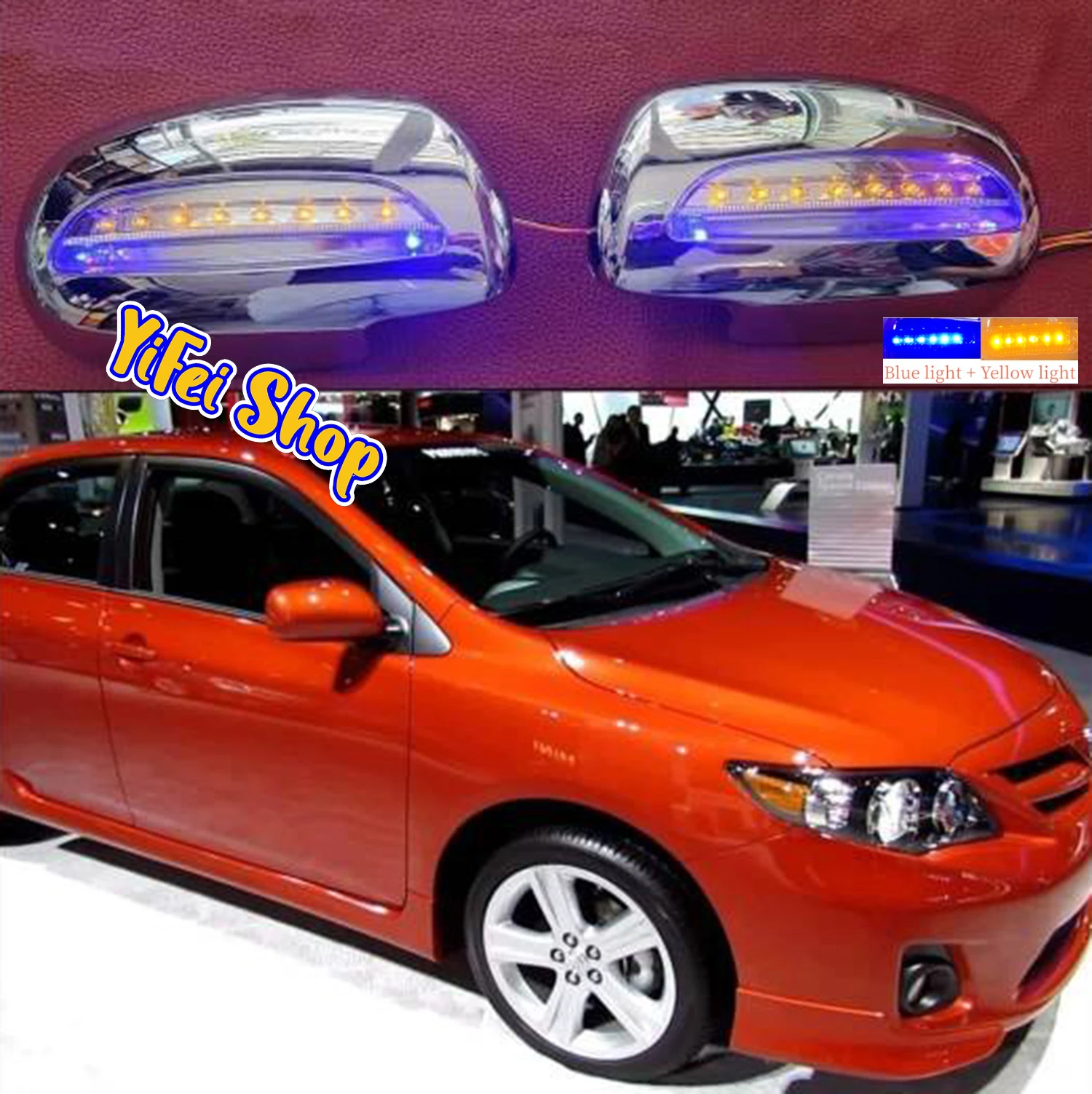 

For Toyota Vios Prius Camry 2008 2009 2010 2011 2pcs ABS Chrome Car Rearview Accessories Plated Trim Door Mirror Cover With LED