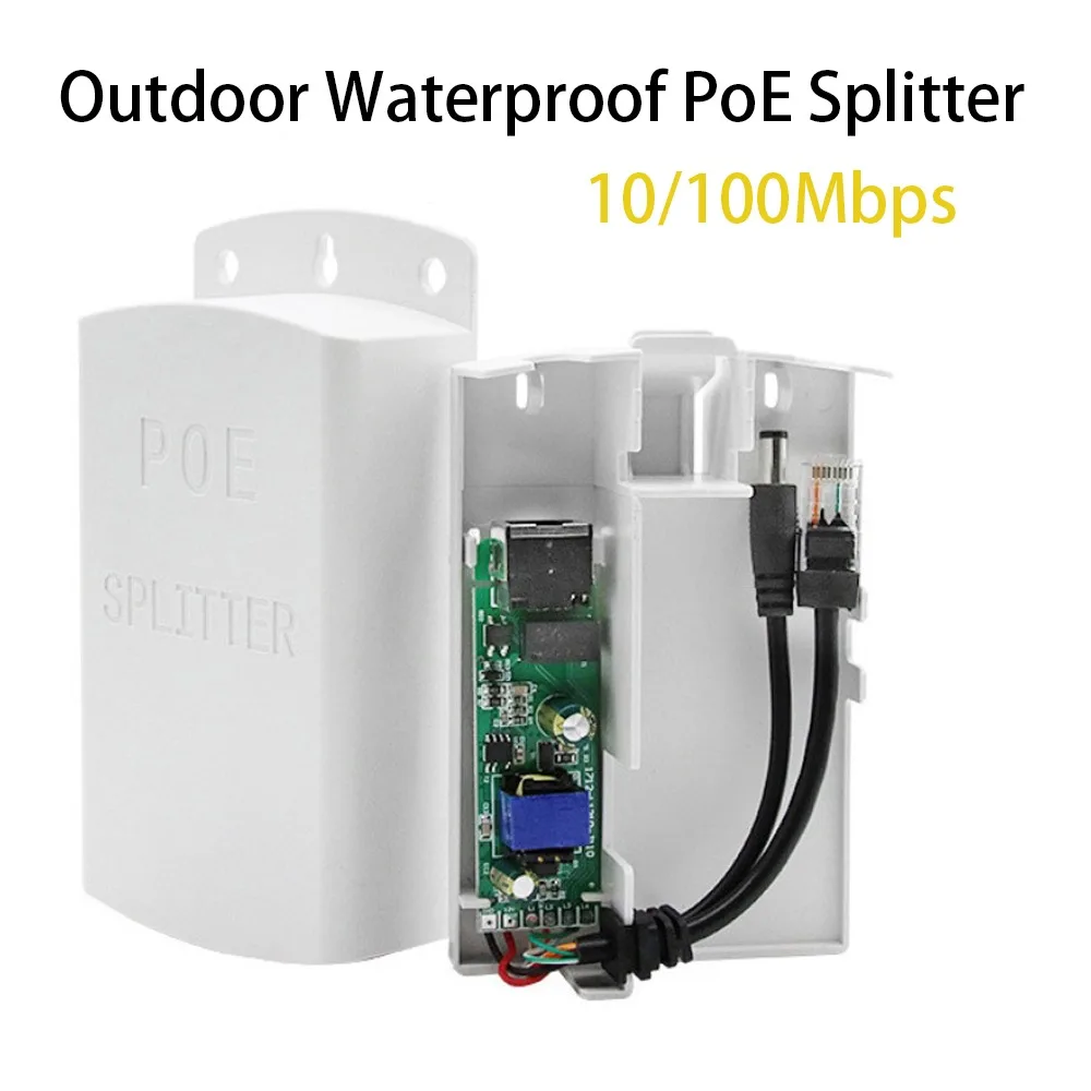 hui tenda impermeavel poe splitter adaptador para camera ip fonte de alimentacao over ethernet entrada dc 4457v para saida dc 12v 1a 10 100 mbs 100 mbps 01