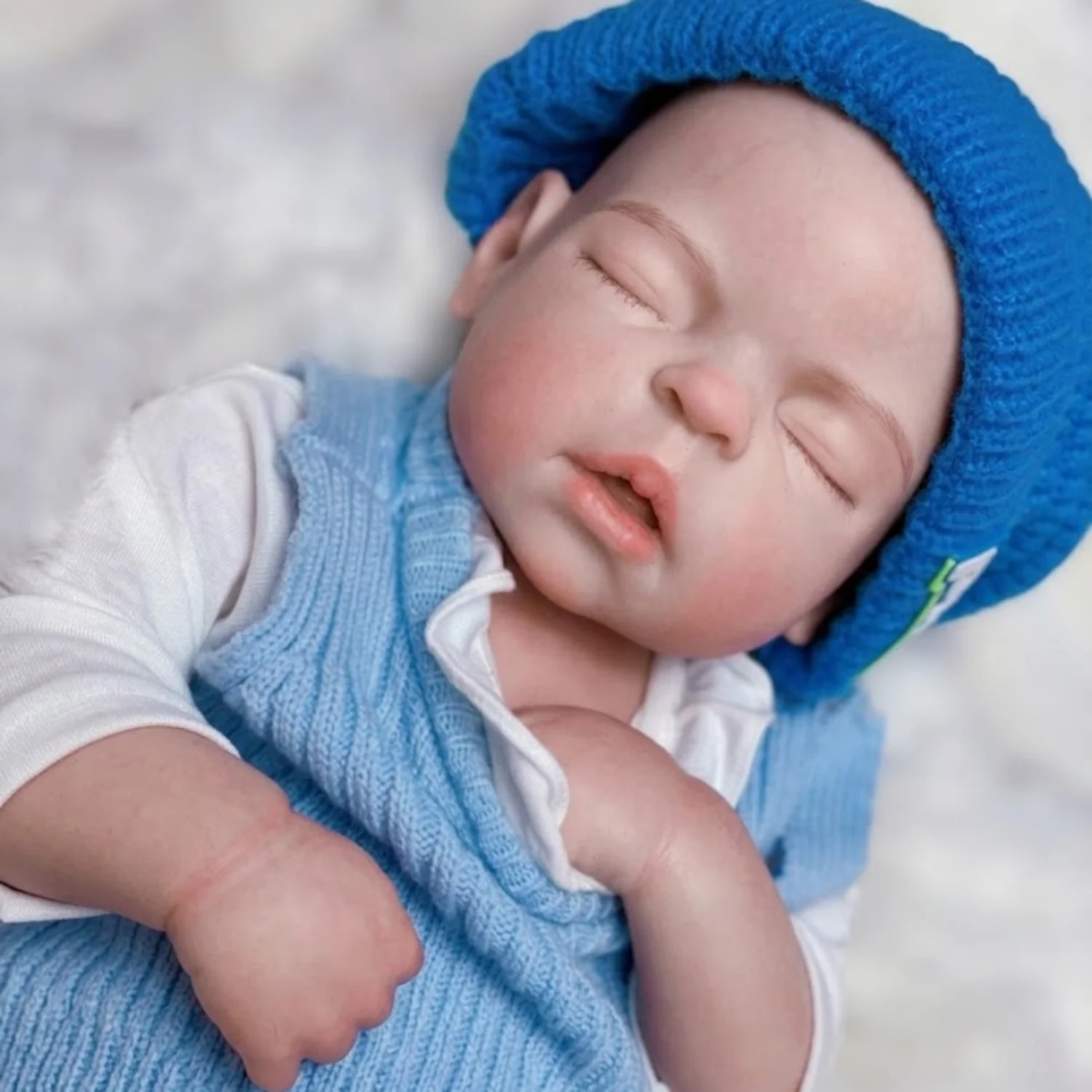 22-Inch Lifelike Full Silicone Collectible Doll, Closed Eyes Design, Handmade High-Grade Painting, Great for Art Collection