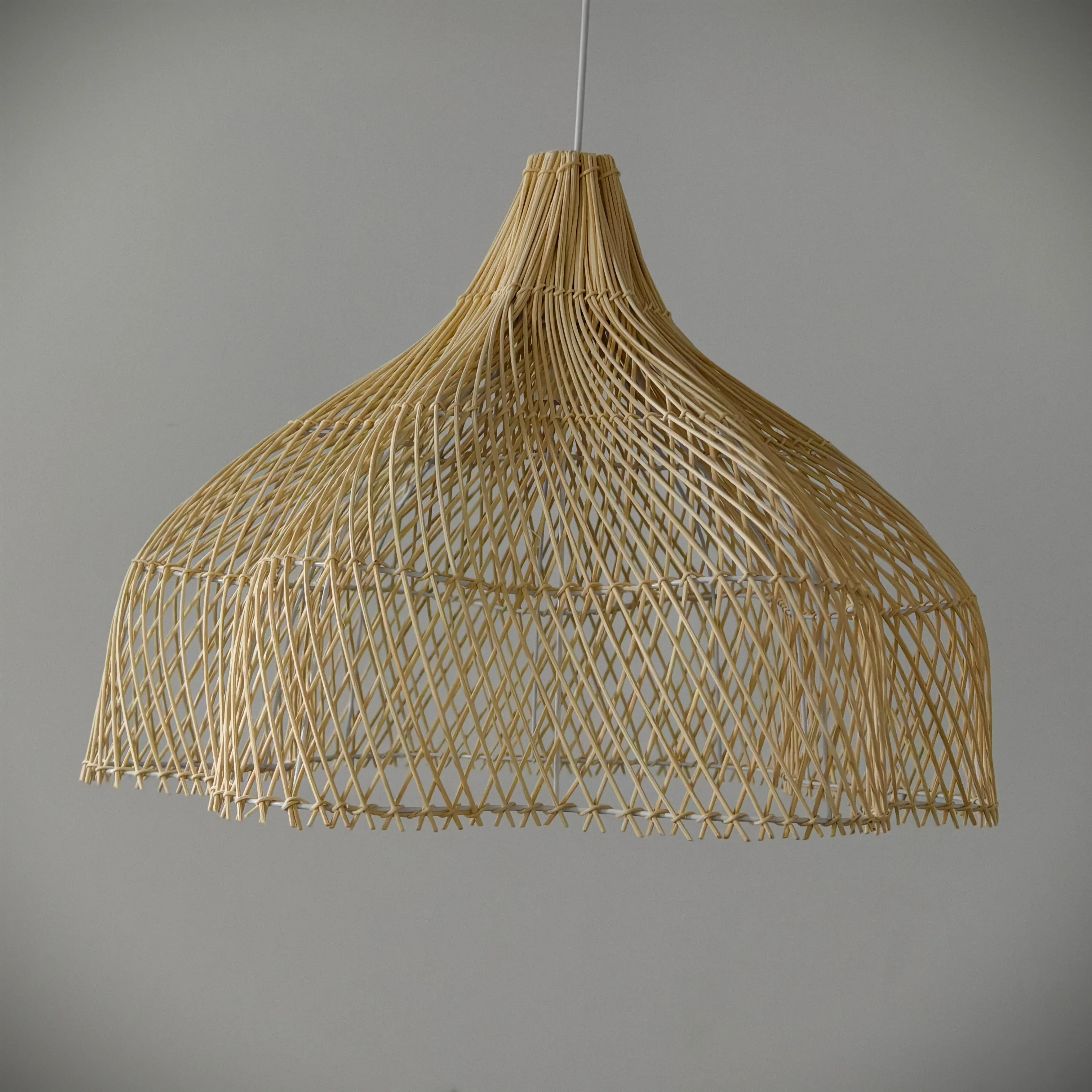 

60cm E27 Rattan Chandelier Hand Knitted Hanging Light Rattan Woven Ceiling Lamp Country Wicker Rattan Home Lighting Pendant Lamp
