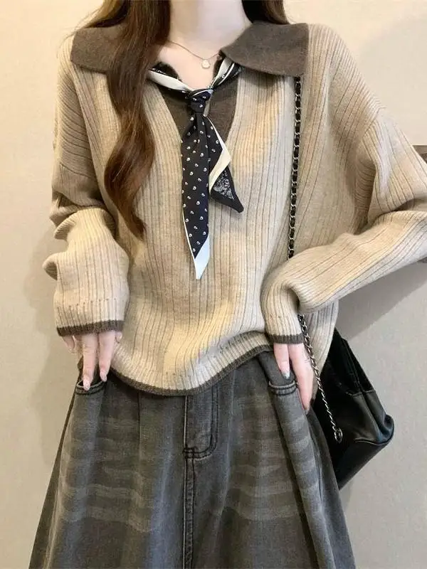 

Women's Knitted Ne Sweater ort Sve Long Sve Autumn Winter New Sle Faionable Loose Fit Base irt