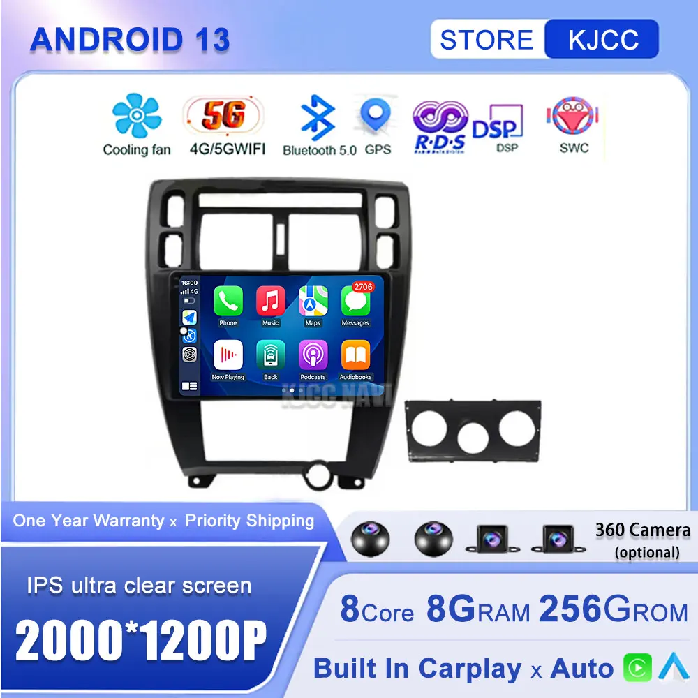 

For Hyundai Tucson 2004 2005 2006 2007 2008 2009 Android 13 Car Radio Carplay Multimedia Video Player Stereo GPS Navigation QLED