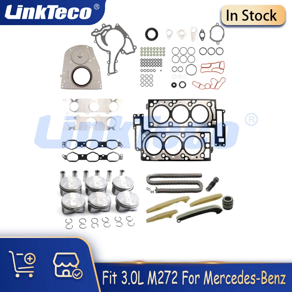 

Engine Parts Full Gasket Set Piston bore 92.9mm Timing Chain Kit Fit 3.5 L M272 for Mercedes-Benz CLK350 CLS350 C350 E350 3.5L