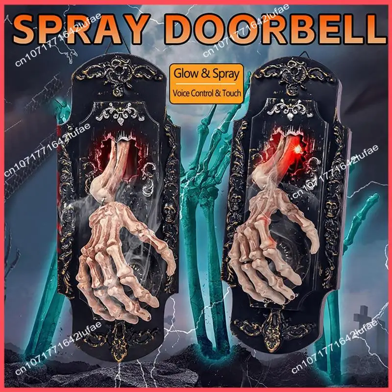 

B52C 1 PCS Halloween Decorative Doorbell As Shown Plastic Haunted Doorbell With Spooky Sound And Spray For Children