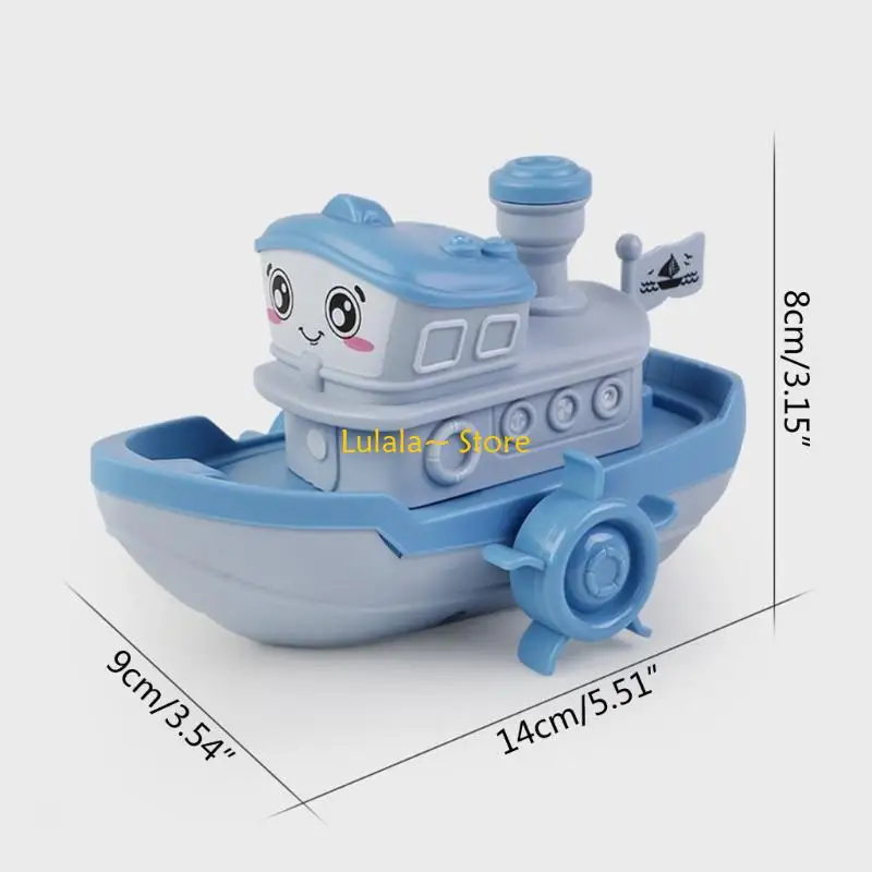 Y4QA Baby Bath สระว่ายน้ำน้ำ Wind-up น่ารักเรือสำหรับเด็กวัยหัดเดิน 1-3 อาบน้ำ Hot Tub ลอยของเล่นการ์ตูน Yacht