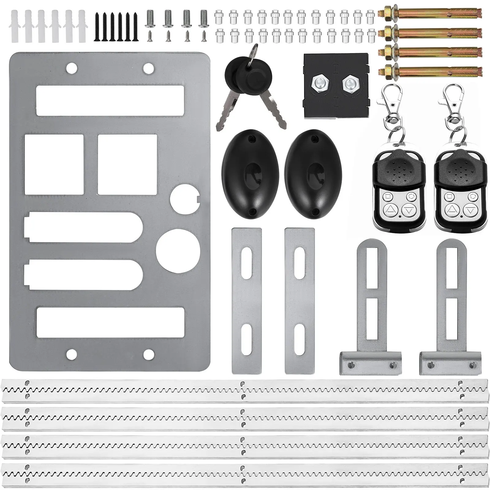 VEVOR Automatic Gate Opener Kit 1300LBS/600KG With 2 Remote Controls 4m Racks Infrared Security Photocell Sensor 220V