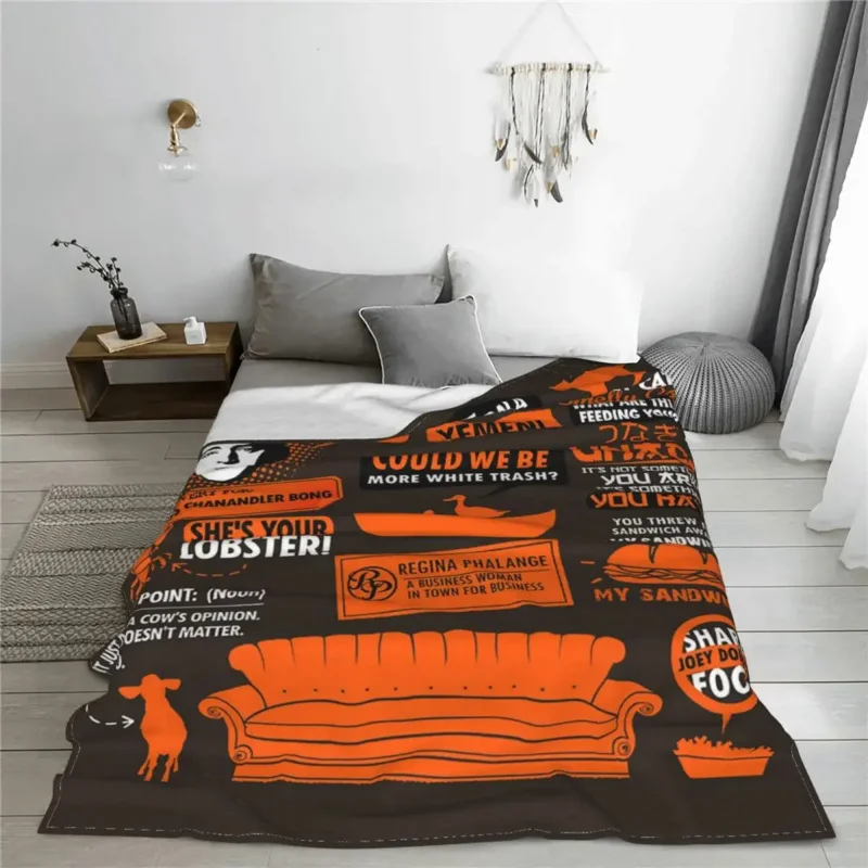 Friends TV Show Blanket Fleece Decoration Cartoon Central Perk Super Warm Throw Blankets for Bedding Bedroom Rug Piece