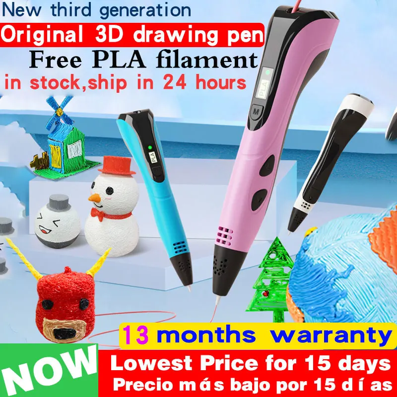 The New 3D Drawing Printing Pen for Children with LCD Screen Compatible PLA Filament Toys for Kids Christmas Birthday DIY Gift