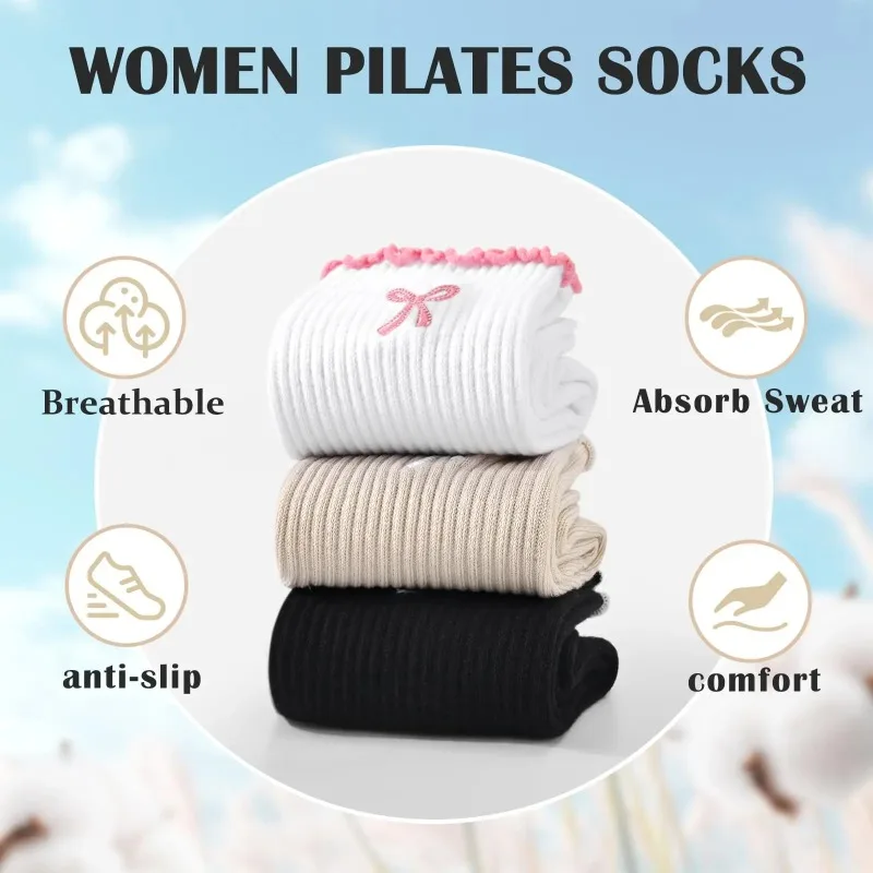 Professional Yoga Socks, Cotton Strap Silicone Anti Slip Pilates Fitness Dance Floor Socks