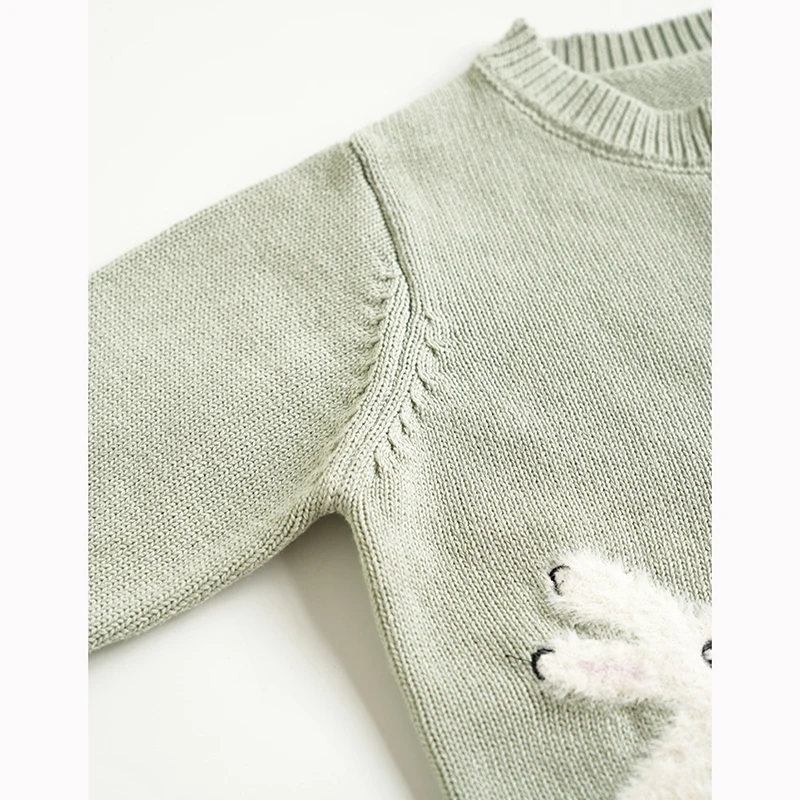 2024 Spring Baby Sweater Baby Girl Boy Clothes Hand-embroidered Cartoon Rabbit Clothing Autumn Infant Coat Baby Cardigan Sweater