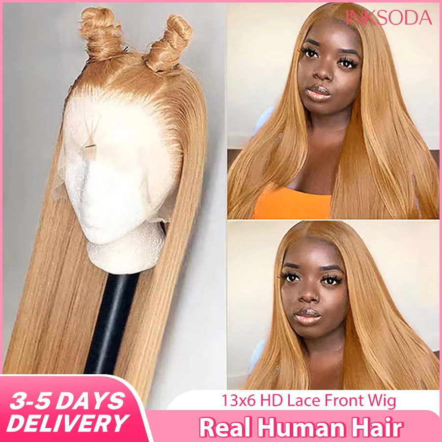 

Плотность 220, 36 дюймов # 27-й оттенок медово-золотистого цвета, парик с прямым краем из кружева 13x6, прямой парик из натуральных волос с кружевной передней частью, окрашенный, предварительно прорезанный, бразильский парик