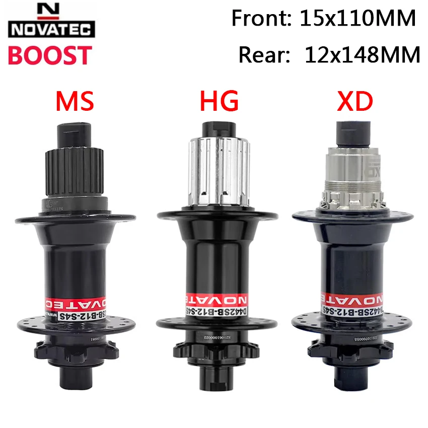 Cubo de Bicicleta Novatec MTB 8/9/10/11/12 Velocidades BOOST THRU 32 Furos Eixo MS HG XD Cassete de Bicicleta MTB 12V 15x110/12x148mm