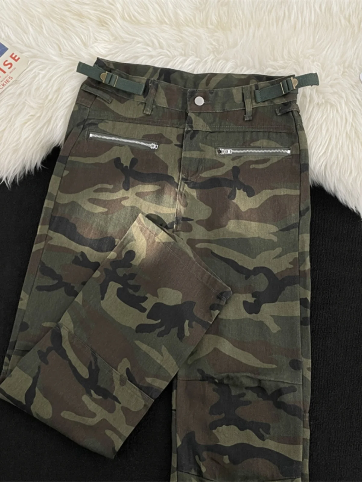 

Тяжелые камуфляжные мужские джинсы, повседневная американская рабочая одежда, свободные длинные брюки, осенне-зимние модные брендовые расклешенные брюки Cleanfit