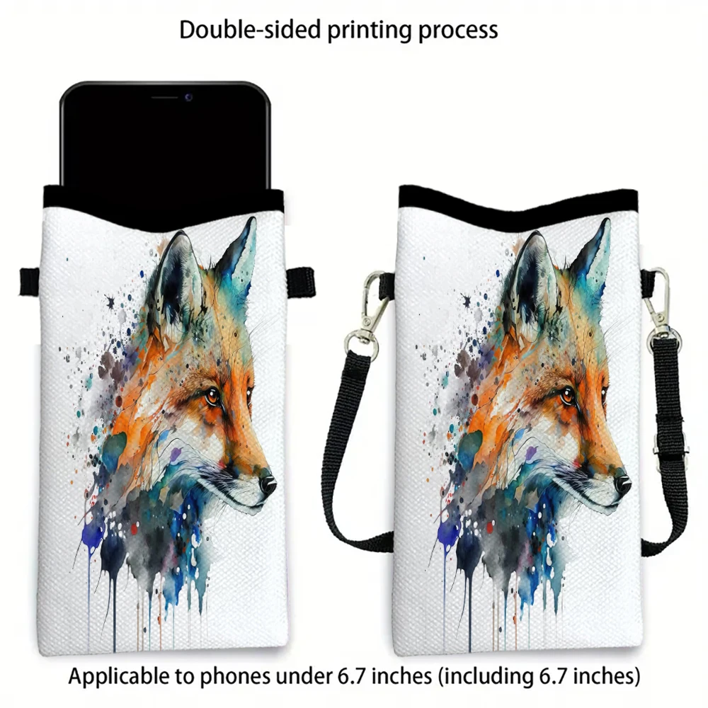 

Wolf Phone Pouch with Lanyard, Exquisite Pattern Print Crossbody Bag Shoulder Bag Mobile Phone Case 6.13