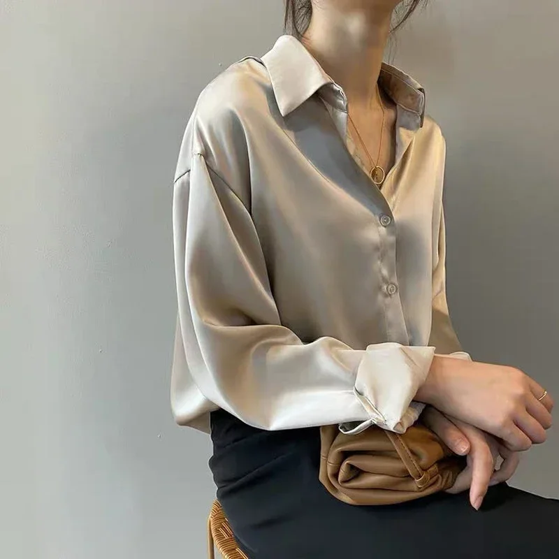 Spring New Temperament Button Blouses Female Long Sleeve Loose Solid Color Youth Shirts Simplicity Korean Fashion Women Clothing