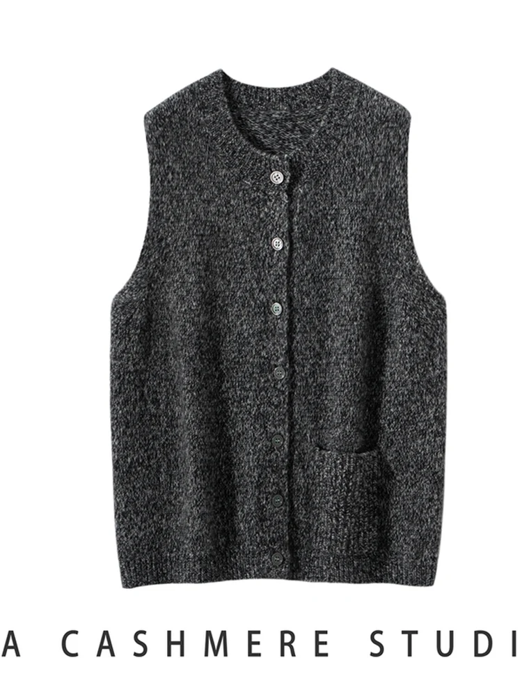 High-End Floral Silk Camere Open Cardigan Women's round Ne Svel Knitted Sweater Loose Casual Vest Warm Thiened