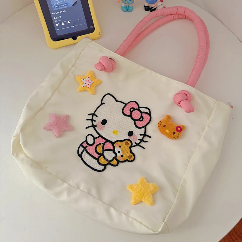 Cute Hello Kitty Y2K Bag Sanrio Kawaii Anime Large Capacity All-Match Girly Heart Shoulder Bag Cartoon Handbag Bag Gift for Girl