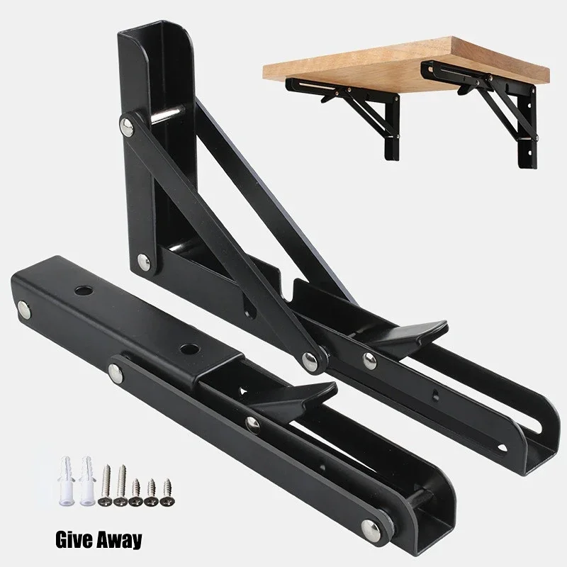 2Pcs Black Stainless Steel Mini Folding Table Campervan Folding Bracket Table Shelf for Motorhome Caravan Car Accessories