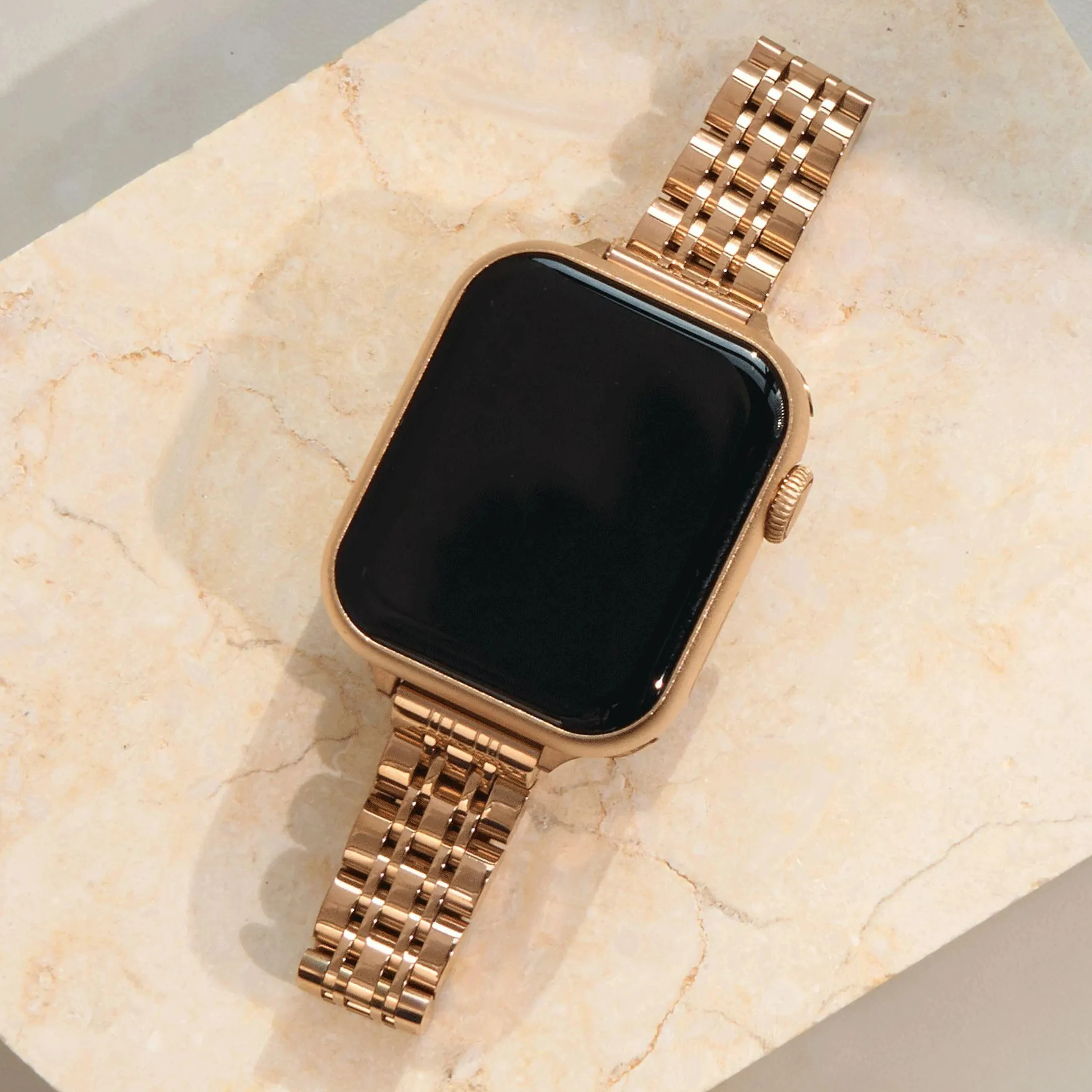Schlankes Damen-Uhrenarmband aus Edelstahl und Metall für Apple Watch 38/40/41 mm, 42/44/45/46/49 mm, geeignet für iWatch-Serie SE987654321 – Detail 4