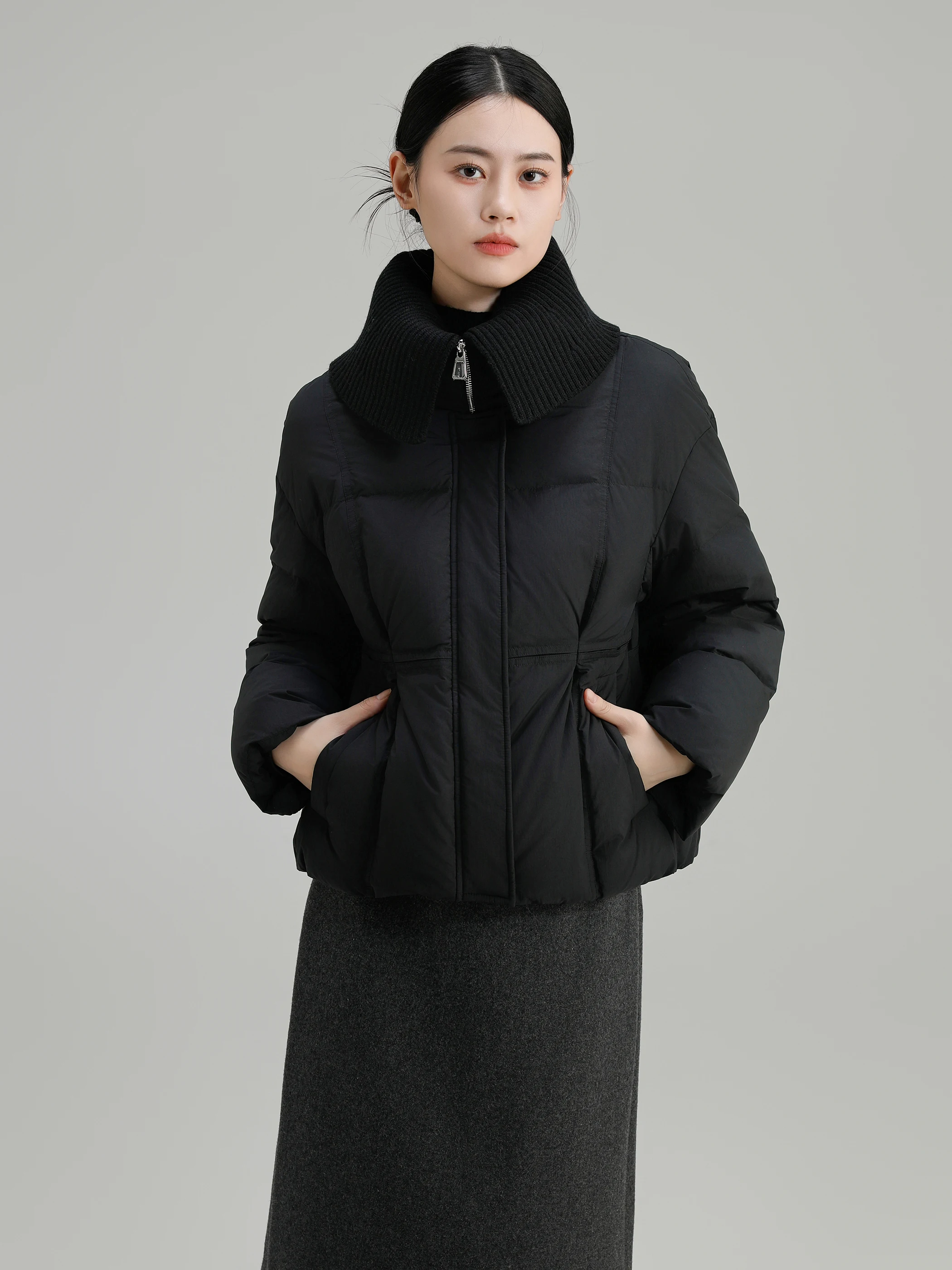 

Женская вязаная куртка IUMOON с воротником-стойкой, на пуху, со съемными рукавами, теплая зимняя верхняя одежда, прямой крой, для повседневной носки