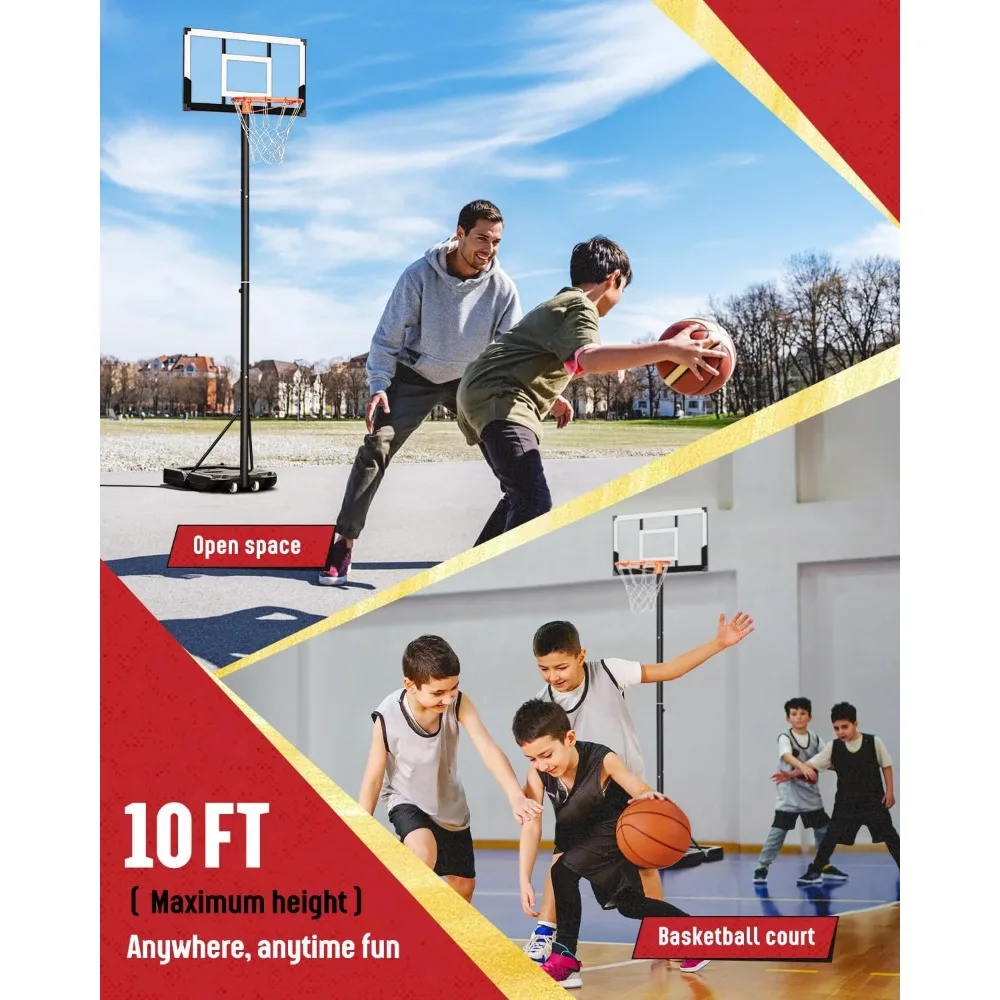 Canestro da basket portatile ad regolazione rapida per adulti e famiglie - Tabellone posteriore da 40/29 pollici, altezza 10/7 piedi, adatto per esterni e interni