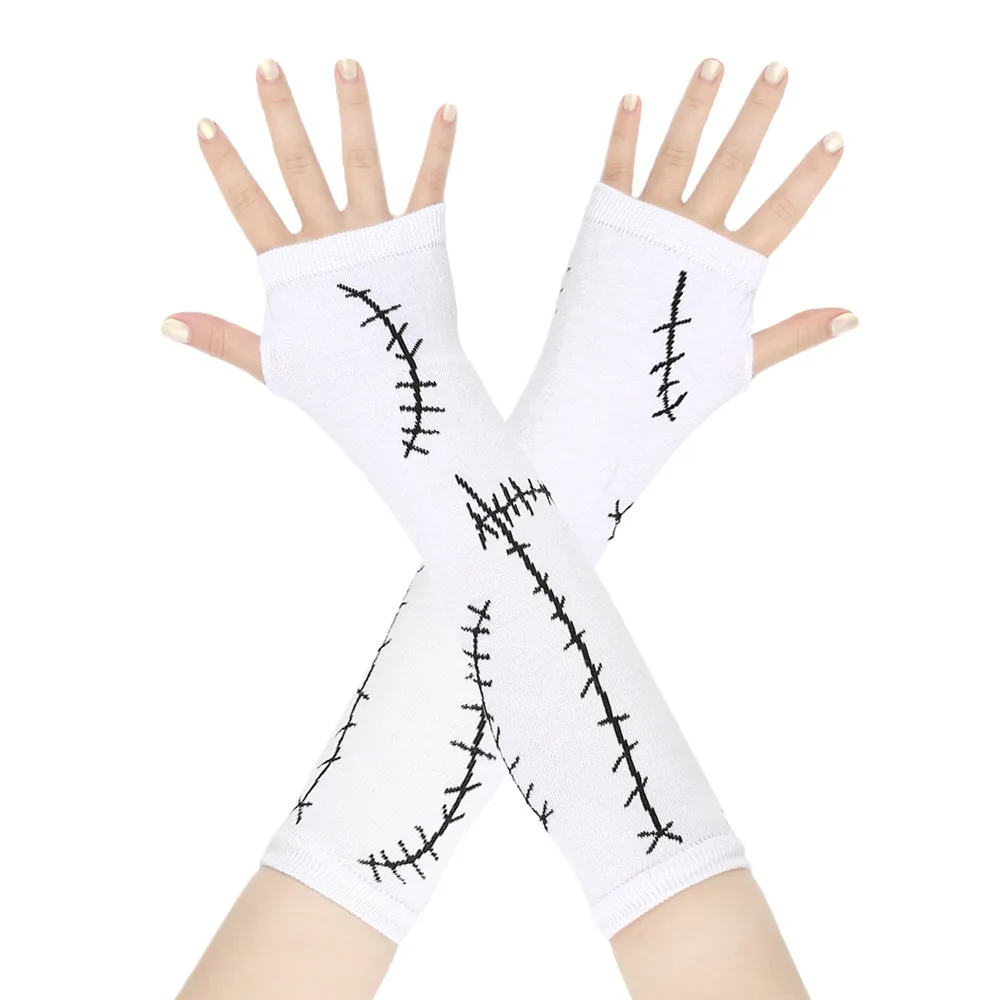 Halloween Gloves Stockings Cosplay Christmas Sally Costumes Props Party  Zombie Bride Set 3 Colors Scar gloves Knee High Socks