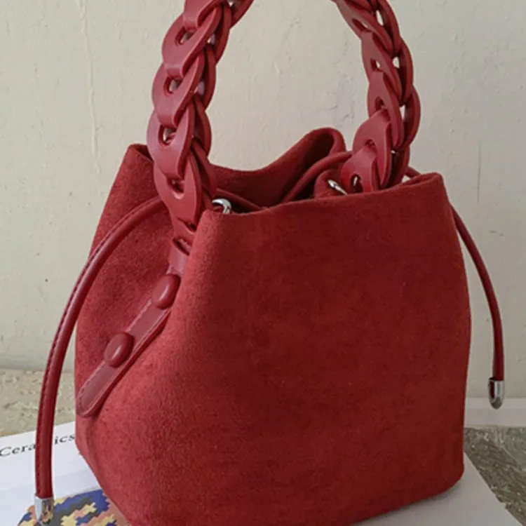 

Нишевая модная матовая сумка-ведро, женская корейская ниша, большая вместимость, осень 202, замшевая сумка на плечо под мышками