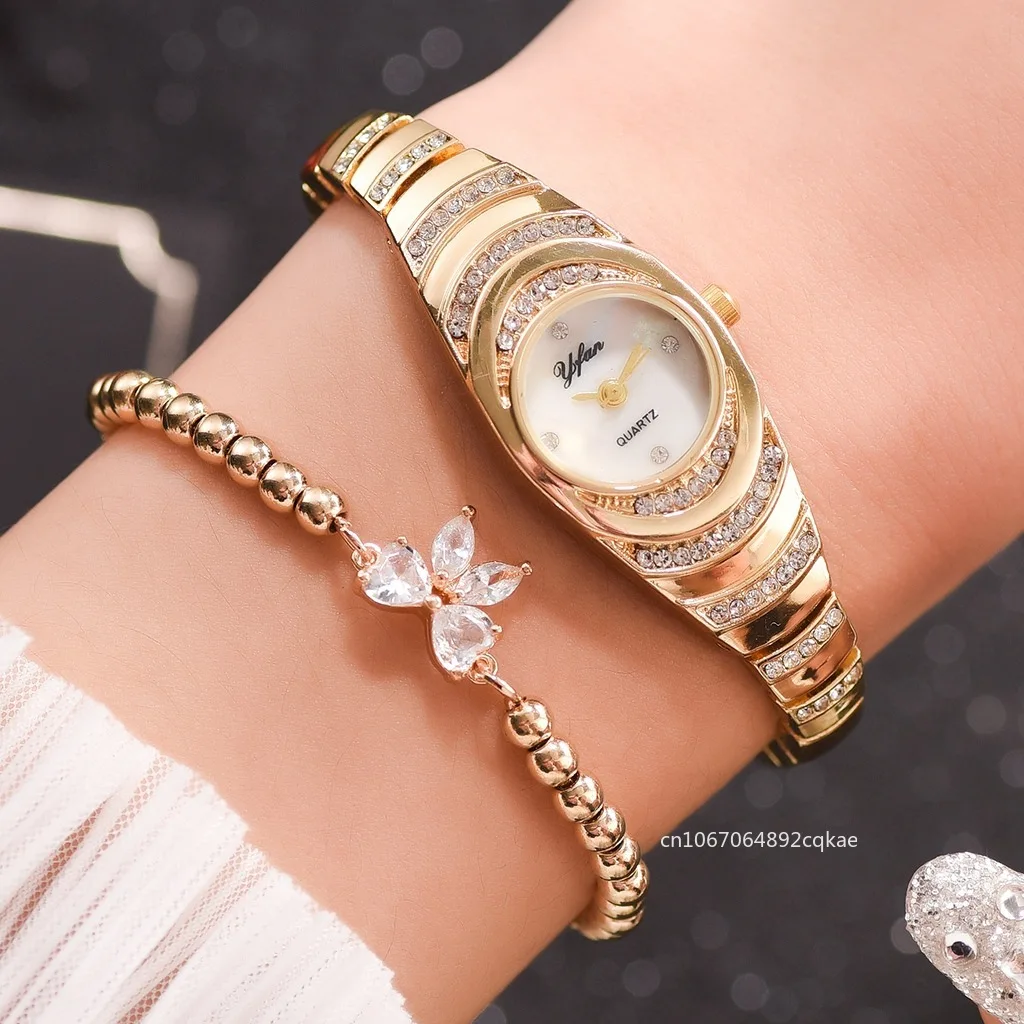 

Ladies Quartz Wrist Watches Dress Watch Women Crystal Diamond Watches Casual Ladies Watches Bracelet Set Clock Montre Femmes