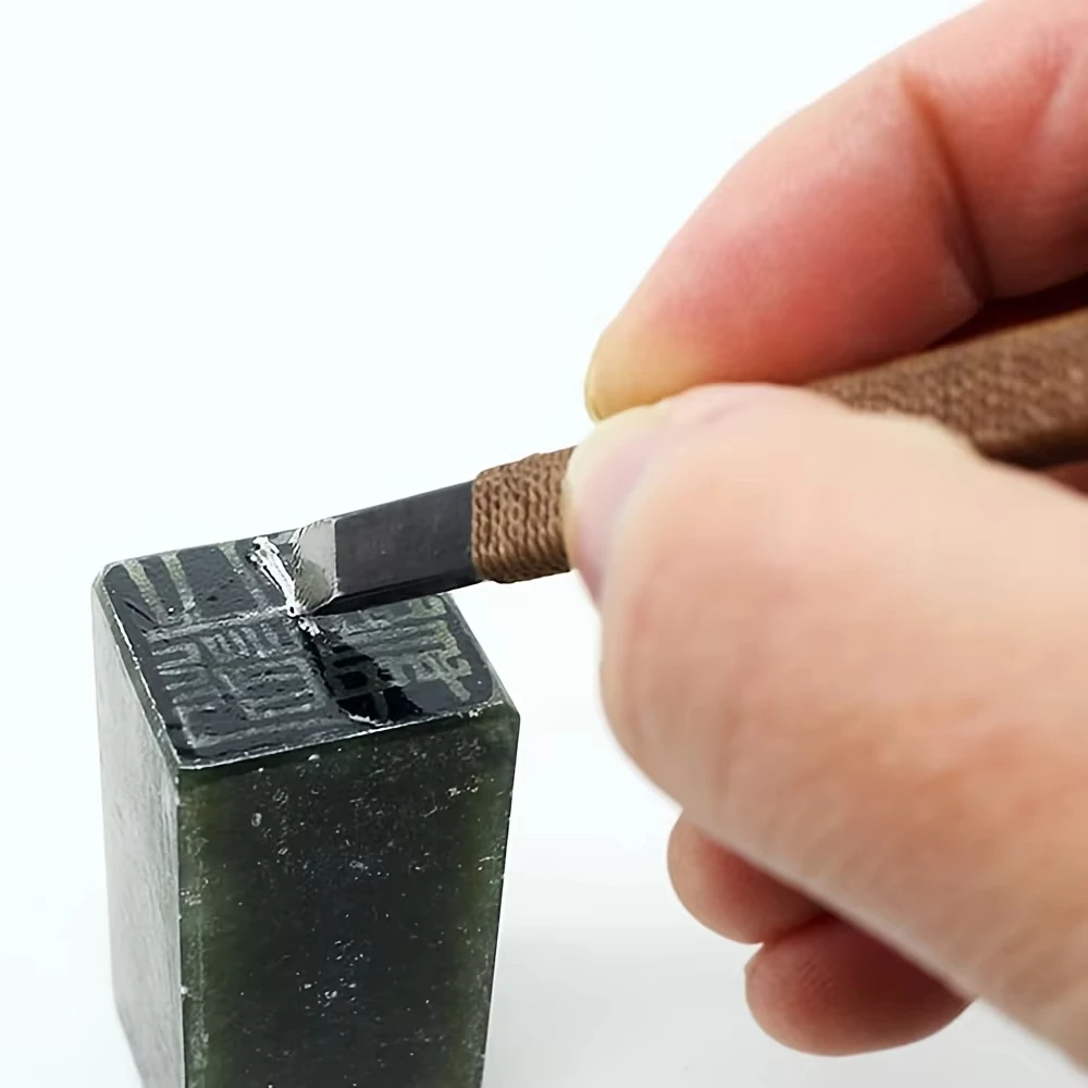 Kép 5: Professzionális Acél tömítő Fafaragás Cizelál beállítása kezét gravírozó Agyonszúr számára Kő faipari Apaminta DIY kézműves sculpting Fafaragás kezét eszközök készlet