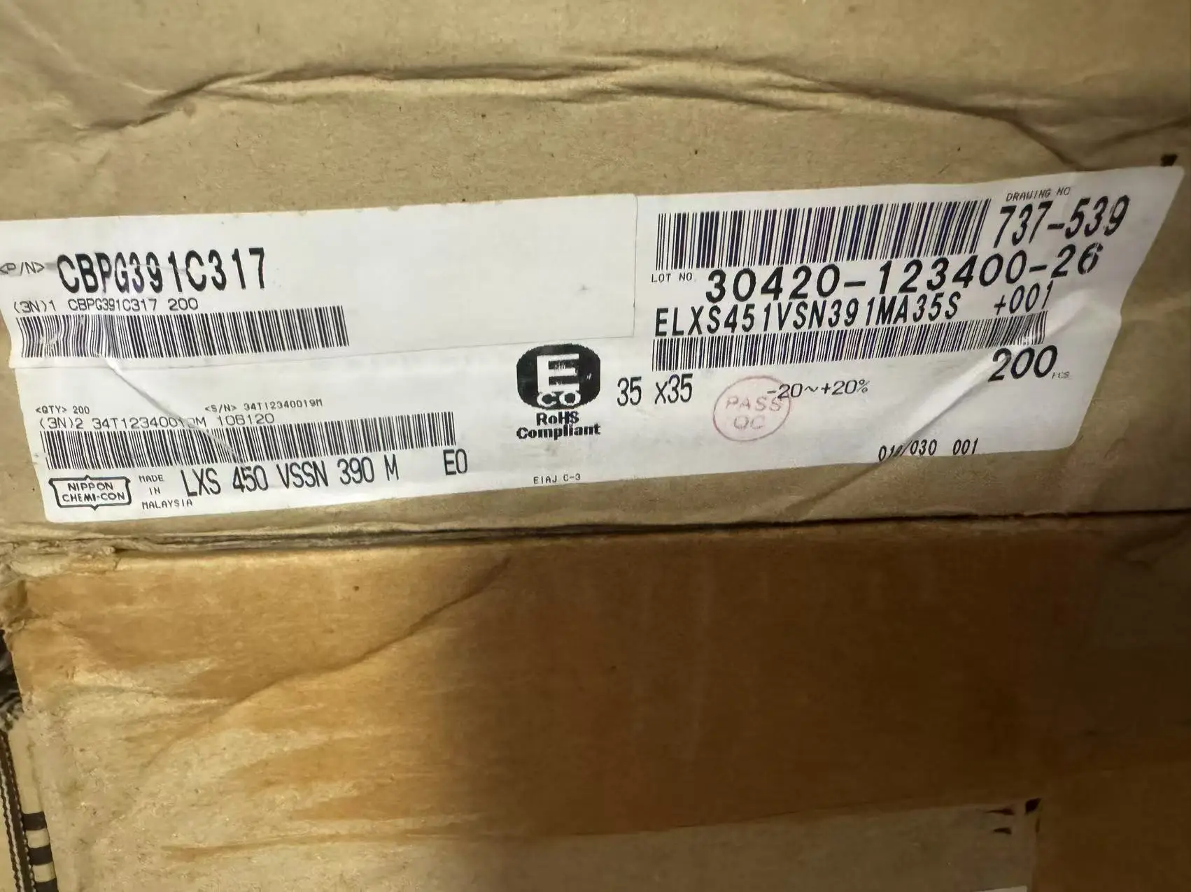 Takefast جديد 390 فائق التوهج 450 فولت اليابان نيبون NCC السعة 450 فولت 390 فائق التوهج 35X35 450v390 فائق التوهج LXS حياة طويلة