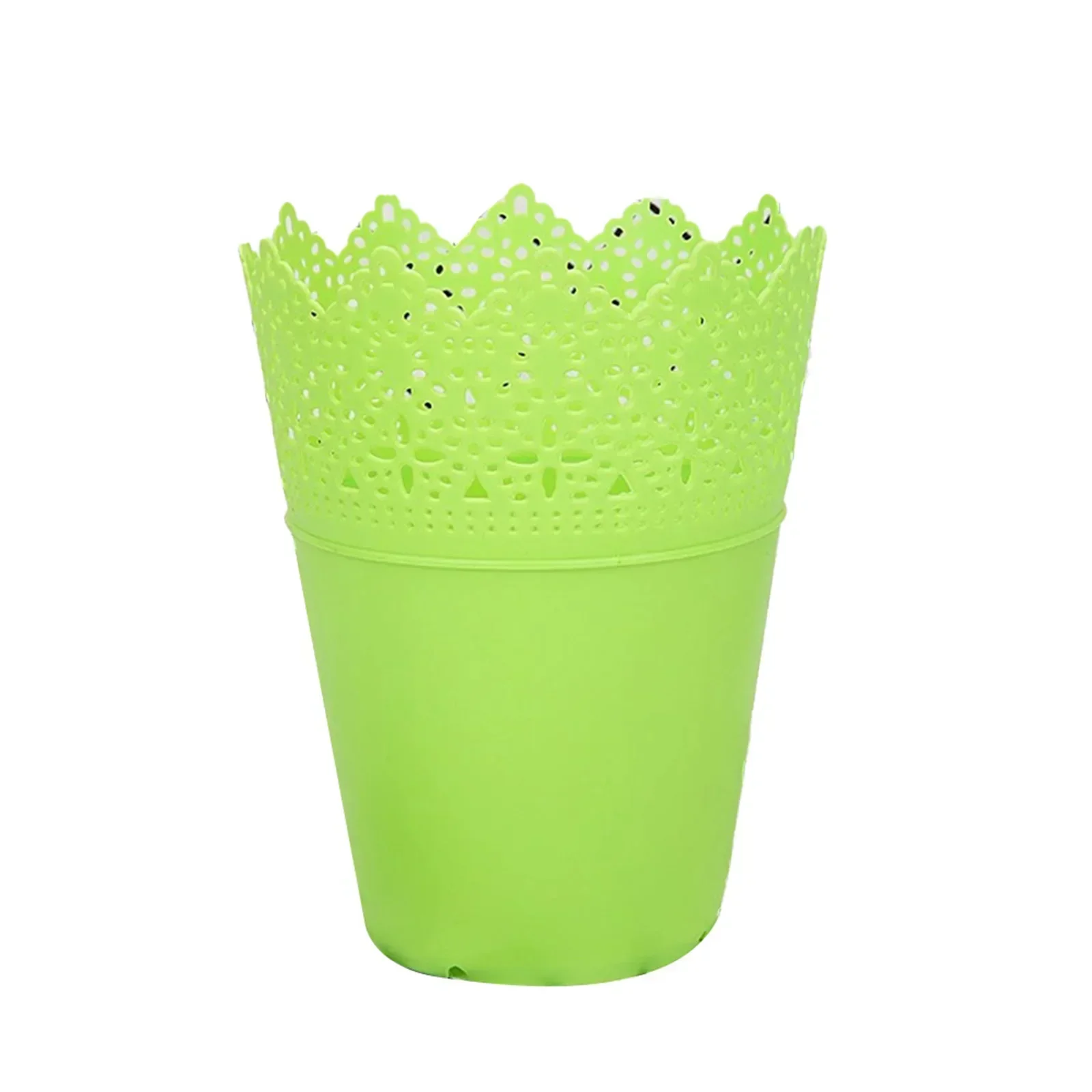 Flowerpot Flower Pot Cosmetics Holder Flower Pot Green Height 14cm Hollow PP Resin Plastic Yellow Garden Basket 1PC