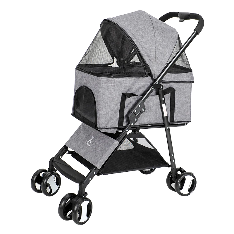 Pet Stroller Detachable Outing Stroller Dog Cat Stroller Foldable Lightweight Dog Walking Minor Works