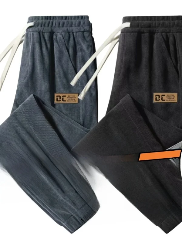

Loose Fit Corduroy Men's Sweatpants Dstring Autumn Winter Casual Fce Lined Pants Low Elastici Bla Youth Faion