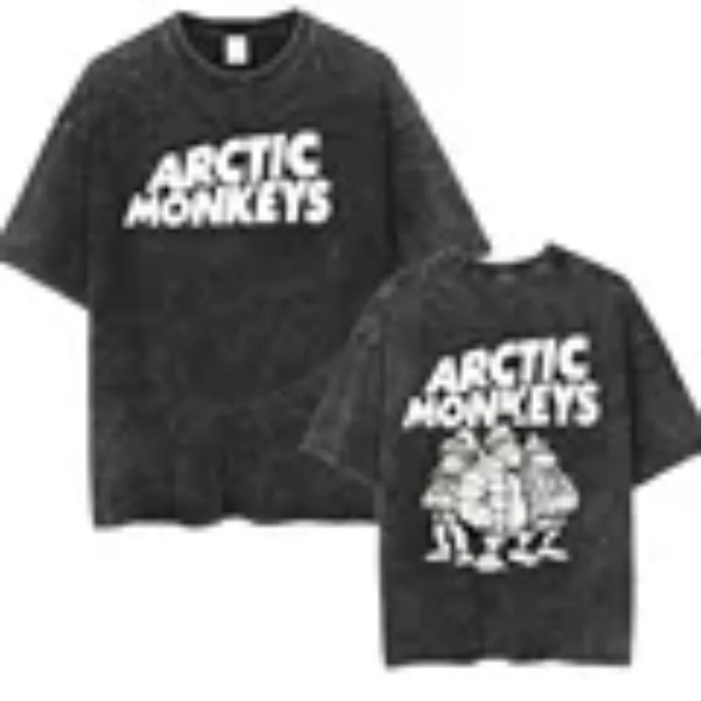 Retro Rock Arctic Monkeys Music Album Graphic T-Shrit Men's Vintage Washed Oversized Short Sleeve T Shirt Y2k Hip Hop Streetwear