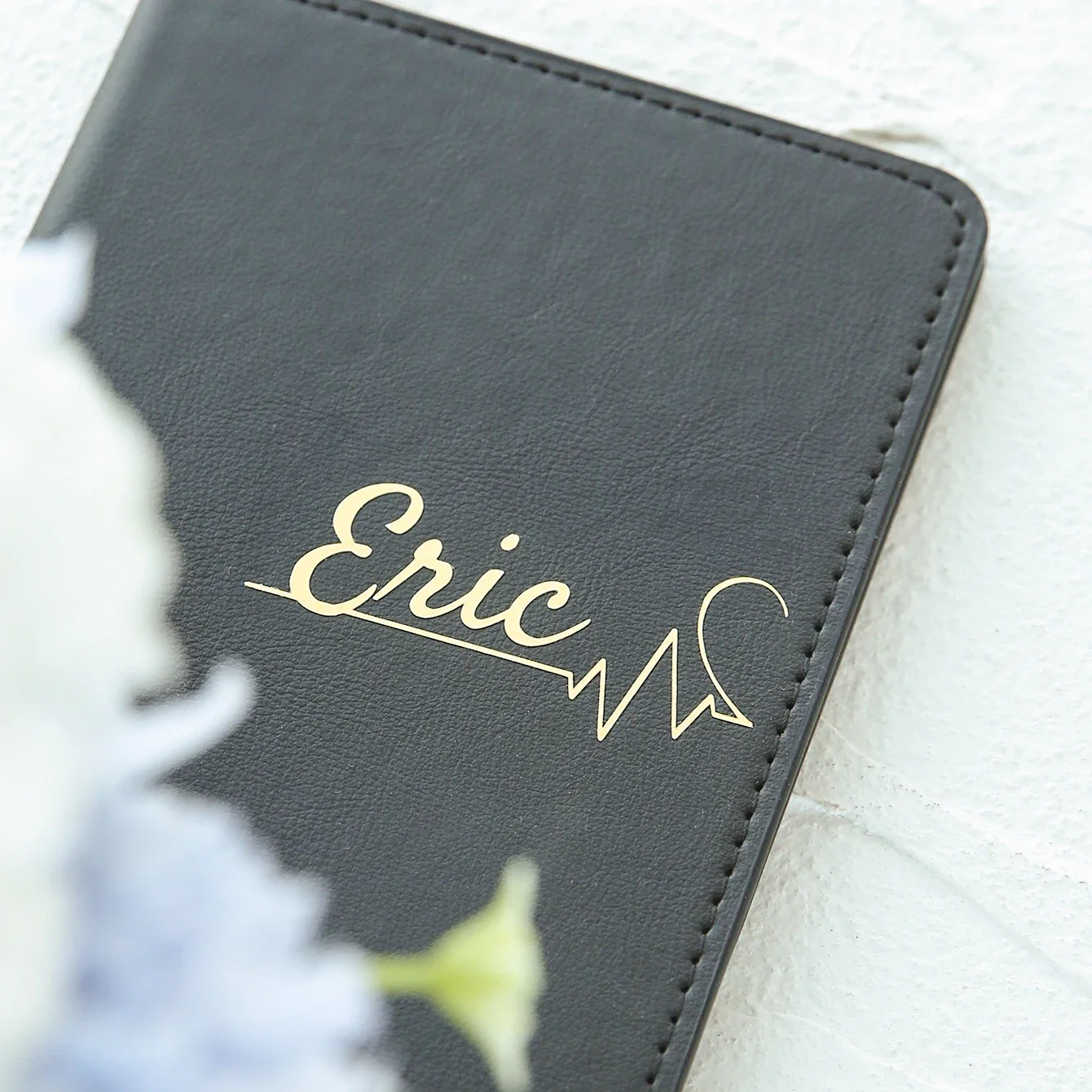 

2PCS Custom Name Couple Passport Cover Set with Sparkling Heart Beat Personalized Passport Holders Customized Document Card