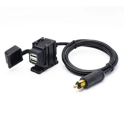 Зарядное устройство для мотоцикла 160 а с двумя USB-портами и кабелем см