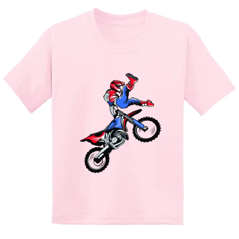 Cute Summer Motocross Rider Print Cool Kids T Shirt Fashion Casual Children Clothes Baby Girls Short Sleeve T-Shirts