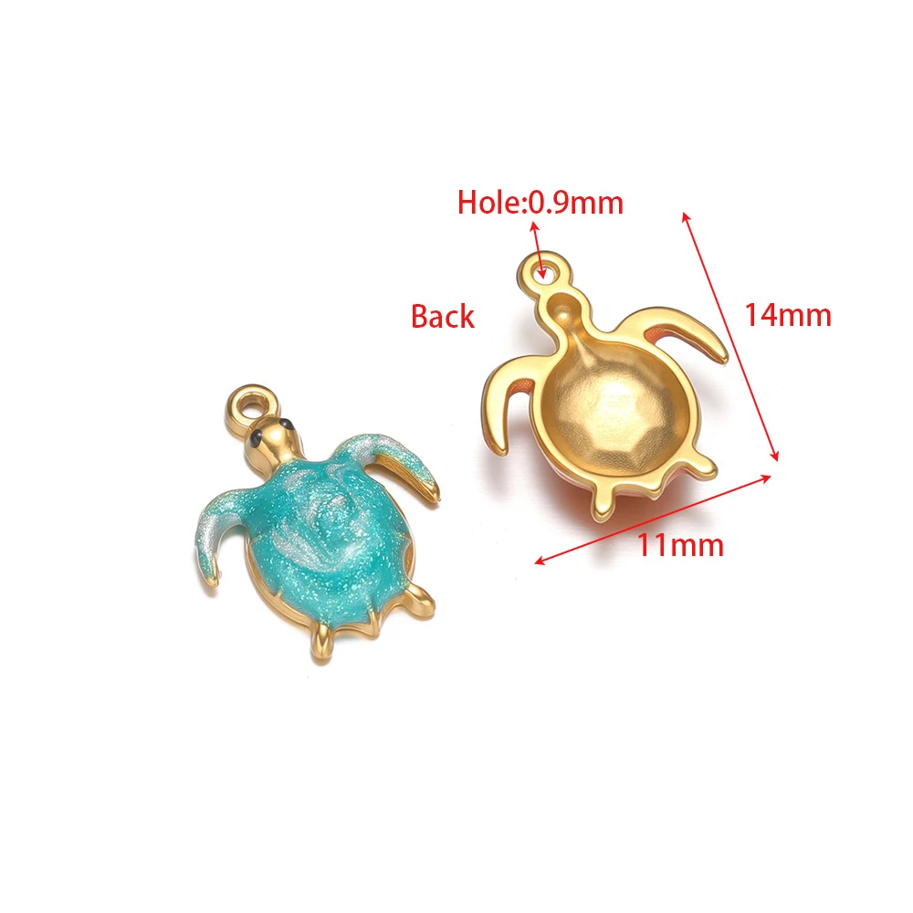 5Pcs Stainless Steel Enamel Small Sea Turtle Charms Necklaces Pendants for DIY Women Jewelry Children Bracelets Earrings Making - view 2