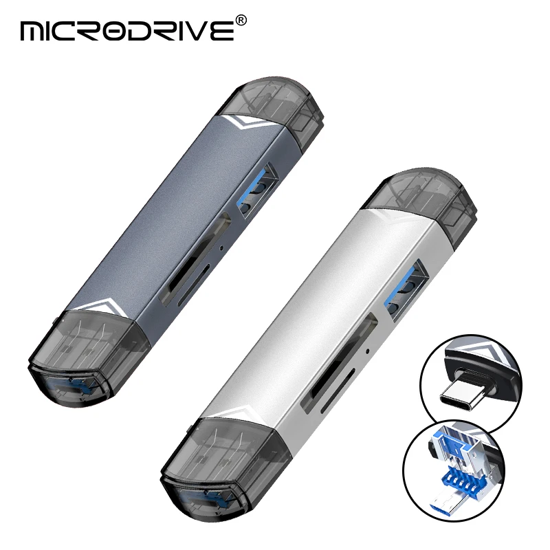OTG Type C SD TF Card Reader 6 in 1 USB 3.0 Micro USB Flash Drive Adapter 5Gbps High Speed Transfer Multifunctional Card Reader