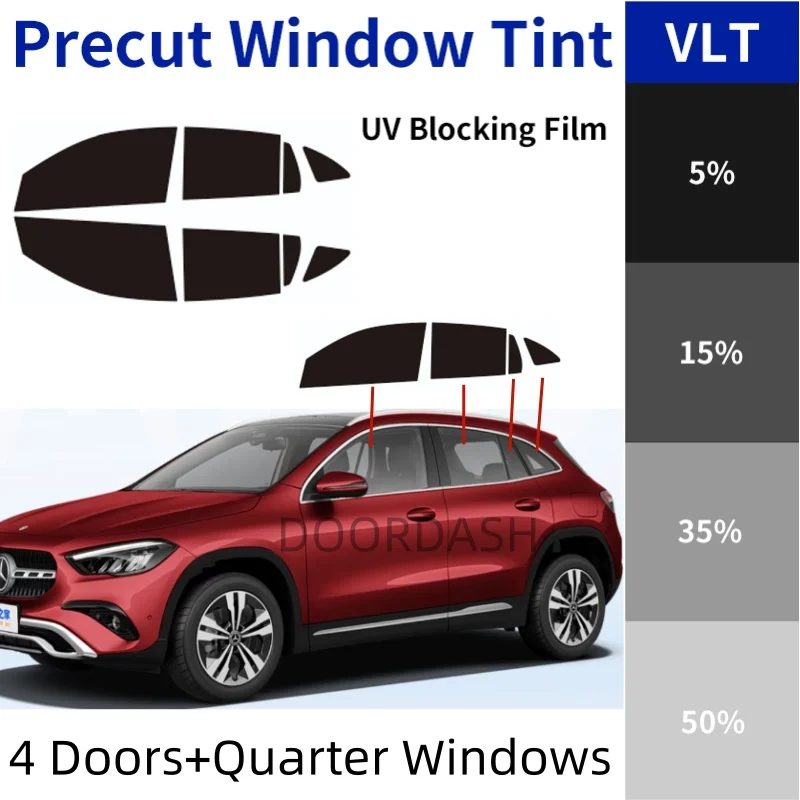 Pre‑Cut Nano‑Ceramic Window Tint For Mercedes GLA H247 X156 SUV,4 Doors+Quarter Windows,UV IR Heat Blocking Privacy PET Film
