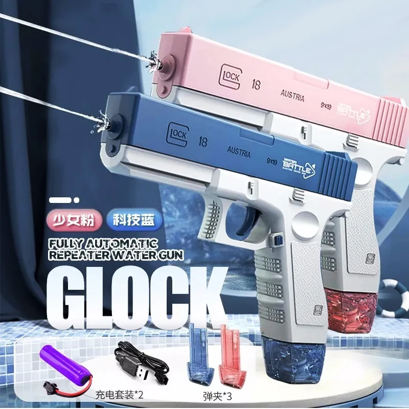 Glock Water Gun Toy Portable Water Gun Automatic Water Spray Gun Toys Electric Burst Water Gun Children Outdoor Water Fight Toy