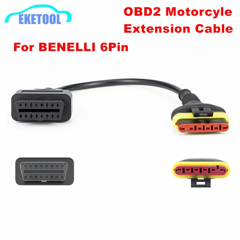 OBD Motobike Connector For BENELLI 6P To 16Pin Adaptor Cable OBD2 Motorcycle OBD Connector Extension Cable 