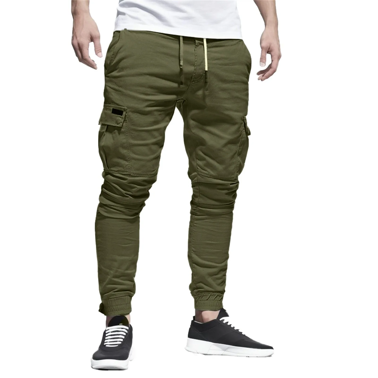 2025 primavera otoño nuevos bolsillos de cintura elástica pantalones de tubo con cordón hombre moda movimiento cómodos pantalones para correr que combinan con todo