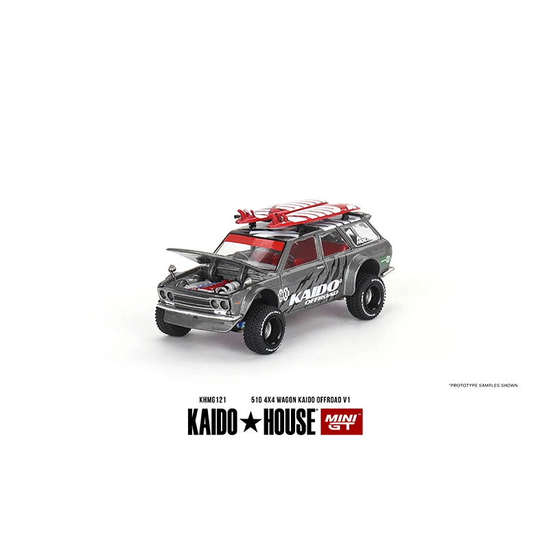 PreSale MINIGT KHMG121 1:64 510 Wagon 4X4 Offroad V1 Openable Hood Diecast Diorama Car Model Collection Miniature Kaido House