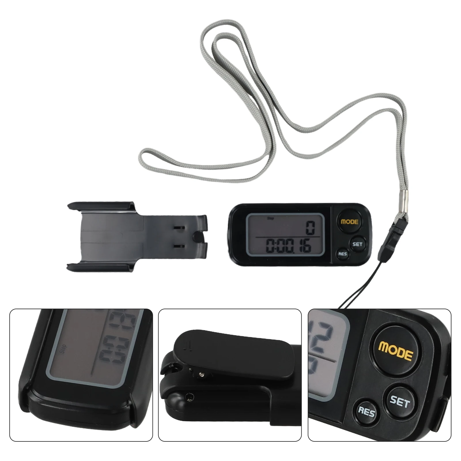 

1x Walker Metering With A Clip & Lane Rope Large Screen Character Display For Measure Steps Counts Kilometer Stopwatch Pedometer